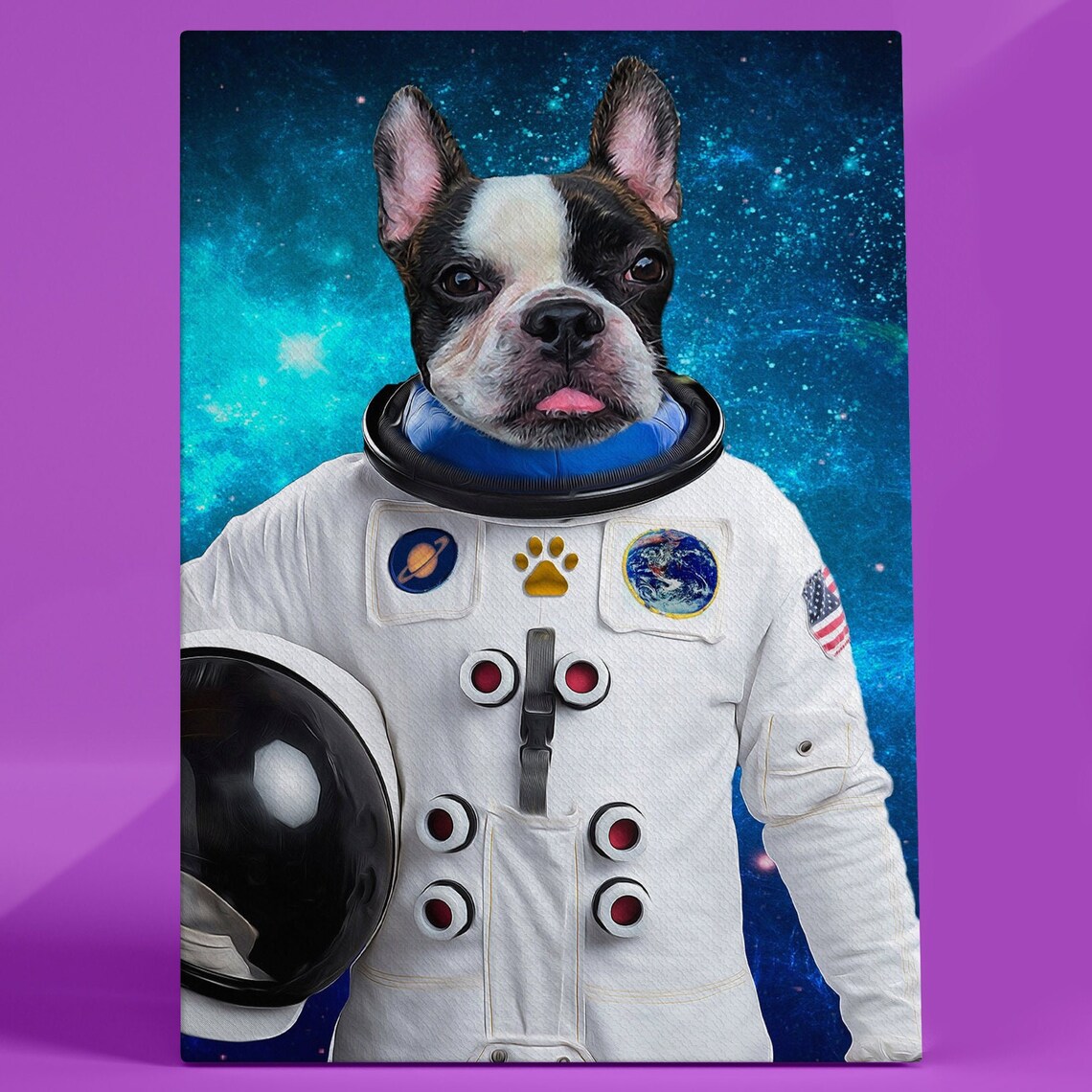 Custom Astronaut Pet Portrait Pet Portrait Wall Art Etsy
