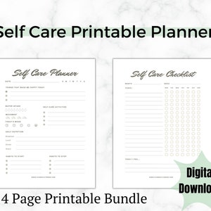 Zelfzorgplanner checklist voor geestelijk welzijn | Dagelijks welzijn Mindfulness | Zelfliefde dagboek gewoonte tracker | Nieuwjaarsuitdaging
