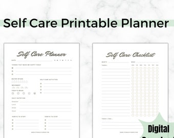 Self Care Planner Checklist for Mental Wellness | Daily Well-being Mindfulness | Self Love Journal Habit Tracker | New Year Challenge