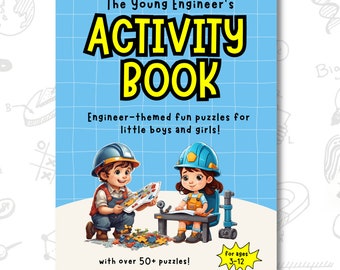 Engineer Activity Book for Kids: Printable 50 Bundle Activities Summer Camp Digital Download Games, Coloring Pages, Word Search, Word Find