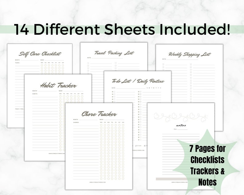 Self Care Planner Checklist for Mental Wellness Daily Well-being Mindfulness Self Love Journal Habit Tracker New Year Challenge image 3