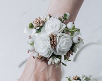 Wedding Supply Bridesmaids Wrist Flower Sisters Hand Artificial Pearl Cloth Deco