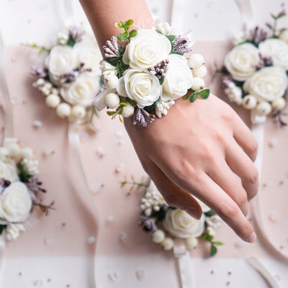 Wrist Corsages for Wedding Hand Flower Bridesmaid Bracelet Wedding