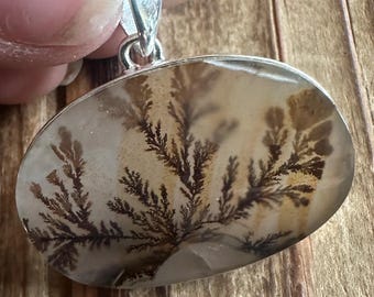 Scenic Dendritic Agate Sterling Silver STATEMENT Pendant, Scenic Gem, Dendrite Picturesque Gemstone, Natural Stone Jewelry