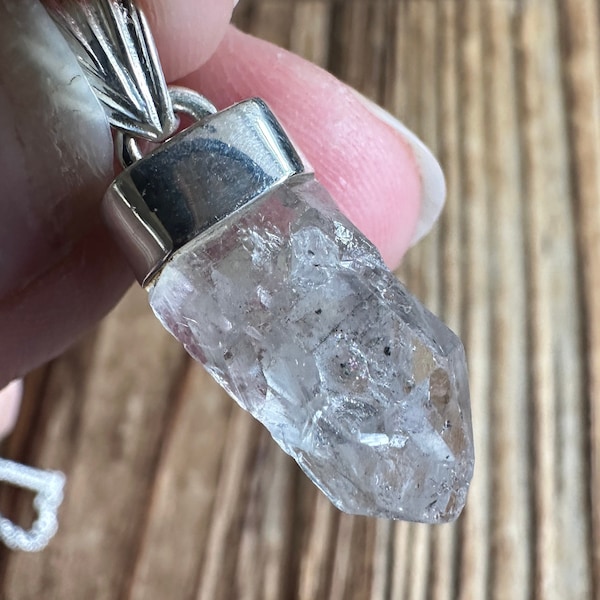 Lemurian Quartz Sterling Silver Pendant Necklace, Clear Quartz Point Gem, Brazilian Gemstone, Natural Stone Jewelry