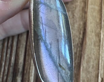 Labradorite Sterling Silver Pendant, Purple Flash Gem, Natural Gemstone Jewelry