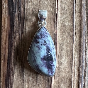 Kammerite Sterling Silver Pendant, Rare Gem, Purple Green Gemstone, Natural Stone Jewelry