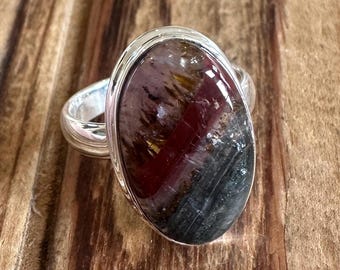 Super Seven Sterling Silver Ring, Size 9, Cacoxenite Gem, Sacred Seven Gemstone, Melody Stone, Natural Jewelry