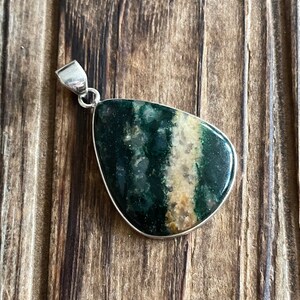 Green Aventurine Sterling Silver Pendant, Green Gemstone, Pear Teardrop Gem, FREE SHIPPING