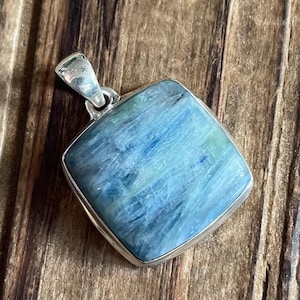 Mermaid Kyanite Sterling Silver Pendant, Rare Gem, Blue Green Gemstone, Statement Piece, Natural Stone Jewelry