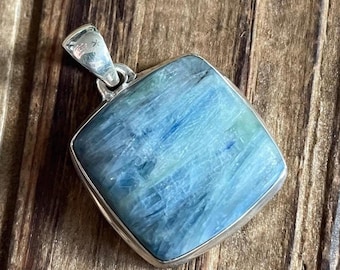 Mermaid Kyanite Sterling Silver Pendant, Rare Gem, Blue Green Gemstone, Statement Piece, Natural Stone Jewelry