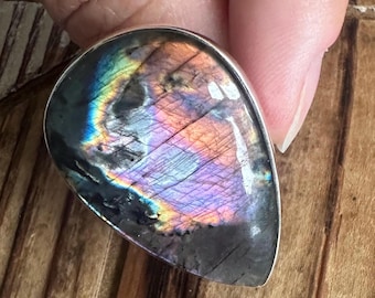 Spectrolite Labradorite Sterling Silver Statement Ring, Size 11, Purple  Orange Blue Yellow Flash Gem, Natural Gemstone Jewelry
