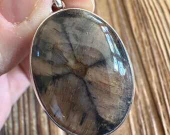 Chiastolite Sterling Silver Pendant, The Cross Stone Gem, Natural Gemstone Jewelry