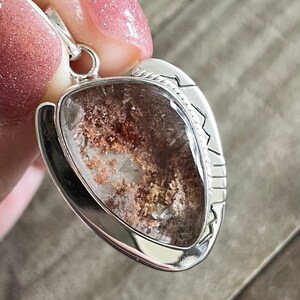 Lodolite Sterling Silver Statement Pendant, Garden Scenic Quartz, Garden Scene Gem, Natural Stone Jewelry