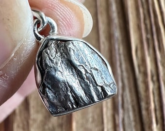 Campo Del Cielo Meteorite Sterling Silver Pendant, Argentina Meteor Strike Gem, Natural Gemstone Jewelry