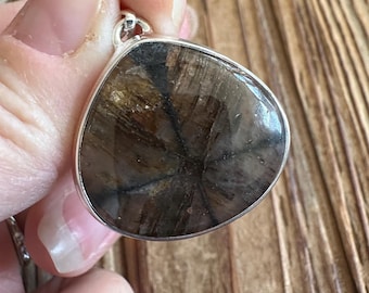 Chiastolite Sterling Silver Pendant, The Cross Stone Gem, Natural Gemstone Jewelry