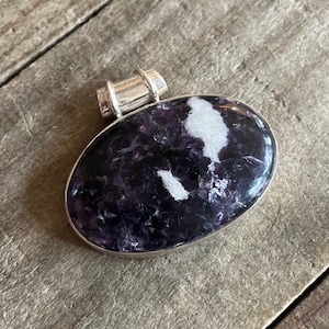 Purple Morado Opal Sterling Silver Pendant, Mexico Gem, Purple & White Oval Gemstone, Natural Stone Jewelry