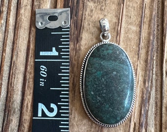 Brazilian Turquoise Sterling Silver Pendant, Brazil Gem, Green