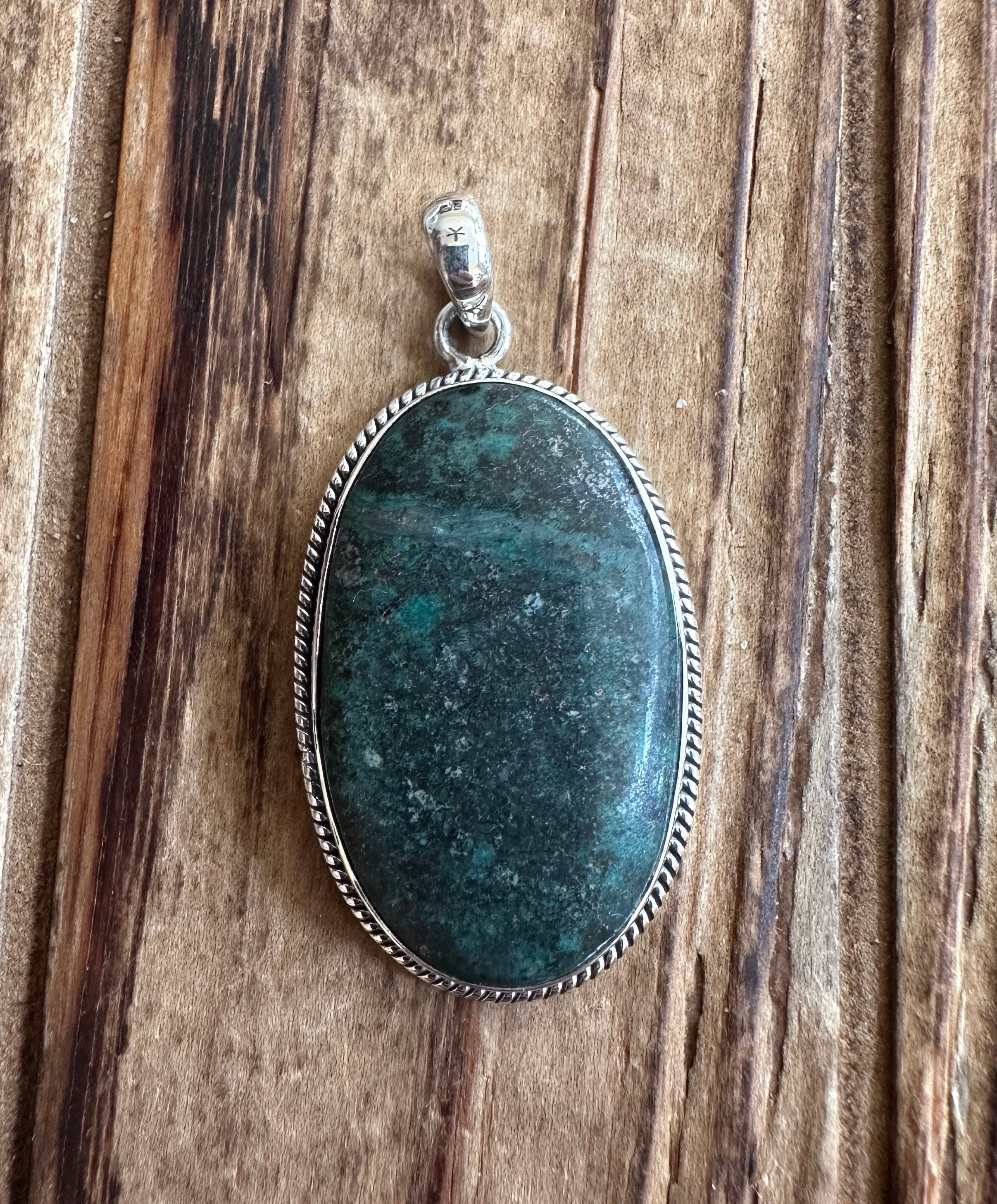 no.633✺シルキーブルーオパール•ブラジル産•リングsilver925 Brazilian Turquoise Sterling Silver Pendant, Brazil Gem, Green