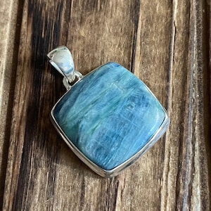 Mermaid Kyanite Sterling Silver Pendant, Rare Gem, Blue Green Gemstone, Statement Piece, Natural Stone Jewelry