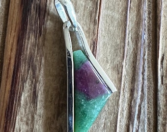 Ruby Zoisite Sterling Silver Pendant, Natural Gemstone Jewelry
