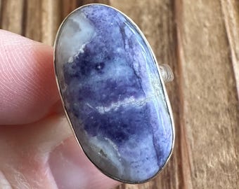 Tiffany Stone Sterling Silver Ring, Size 7, Opalized Fluorite Gem, Utah USA Gemstone, Natural Stone Jewelry