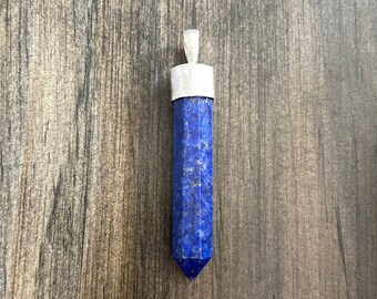 Lapis Lazuli Sterling Silver Pendant, Blue Gem, Point Gemstone, Gold Pyrite, Natural Stone Jewelry