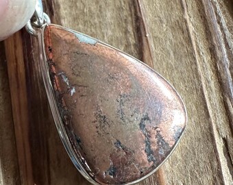Copper In White Agate Sterling Silver Pendant, Rare Gem, Natural Gemstone Jewelry