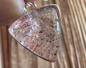 Lepidocrocite & Hematite in Quartz Sterling Silver Pendant, Orire Lucky Quartz Gem, Nigerian Gemstone, Natural Stone Jewelry