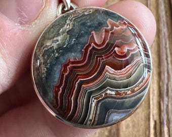 Laguna Lace Agate Sterling Silver Pendant, Mexican Gem, Natural Gemstone Jewelry