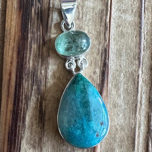 Quantum Quattro & Green Fluorite Sterling Silver Pendant, Rare Gems, Natural Gemstone Jewelry, Handmade Artisan Piece