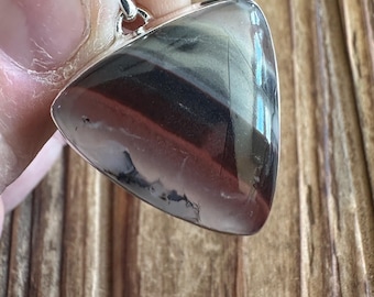 Bloodstone Sterling Silver Pendant, Trilliant Gem, Natural Gemstone Jewelry