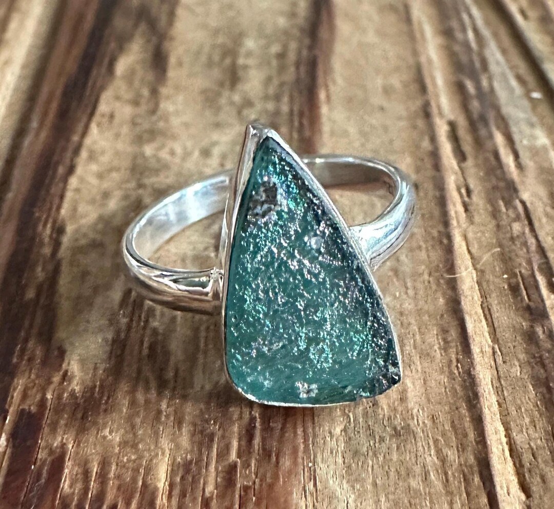 Roman Glass Sterling Silver Ring, Size 7.75, Historic Statement Piece ...