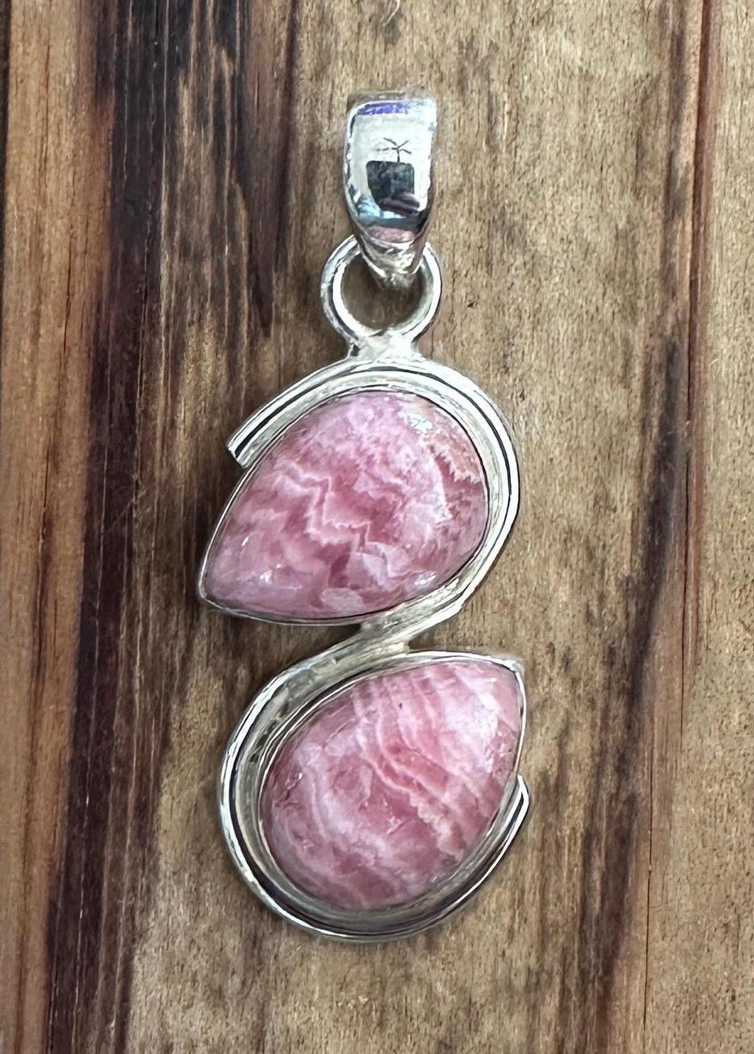 Rhodochrosite Sterling Silver Pendant, Teardrop Pear Gems, Argentinian ...