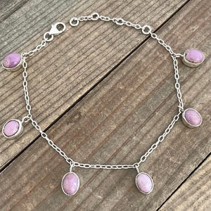 Phosphosiderite Sterling Silver Dangle Bracelet, Chile Gem, Purple Oval Gemstone, FREE SHIPPING