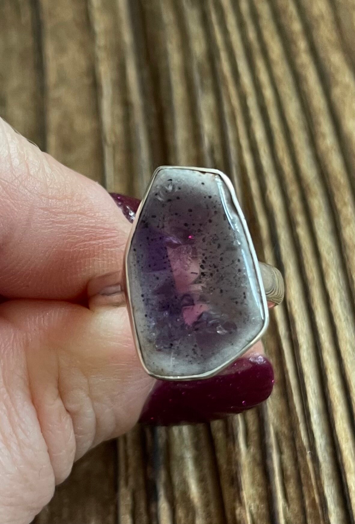 Auralite 23 Sterling Silver Ring, Size 8, Purple Amethyst