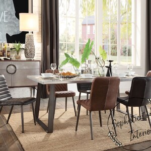 Sillas de comedor de cuero completo | Etsy