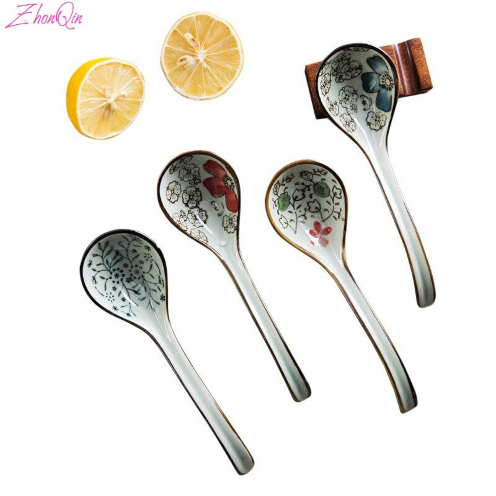 Chinese Style Pottery Long Handle Spoons Soup Kitchen Etsy