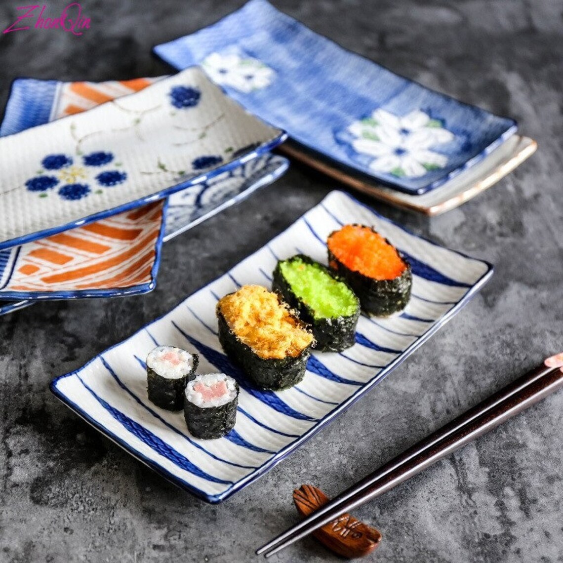 Sushi Plate/ Ceramic Tray/ Creative Rectangular Ceramic Snack Etsy
