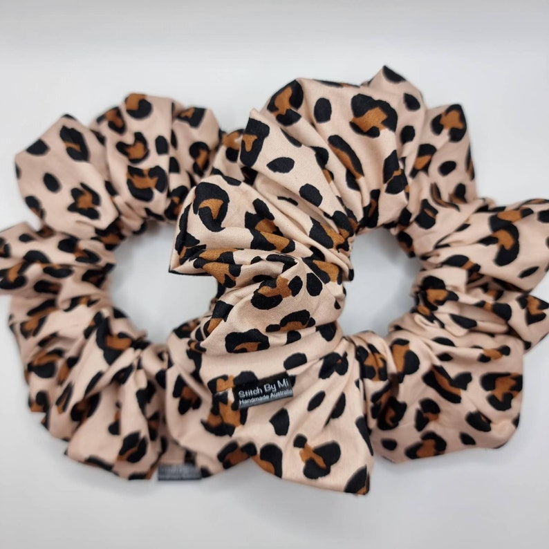 Rose Gold Leopard Scrunchie, Extra Large or Small Size. Cheetah prints scrunchie, XL scrunchie for teens, XXL Scrunchies AUSTRALIA image 7