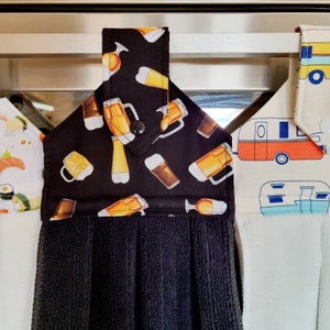 Hanging Hand Towel, Loop Hand Towel for Oven door, Kitchen, Laundry, Bathroom, Caravan, Boat, BBQ Area. Tea towel. Sushi, Beer, Caravan. image 4