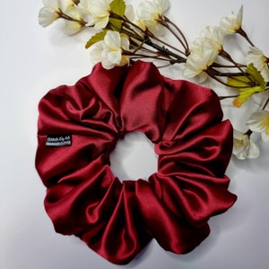 XXL Scrunchie, Deluxe Satijn. Jumbo Oversized Scrunchie. Extra grote scrunchie voor tieners. Scrunchie Squad. Lichtblauw, kastanjebruin, bordeaux satijn afbeelding 8