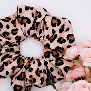 Rose Gold Leopard Scrunchie, Extra Large or Small Size. Cheetah prints scrunchie, XL scrunchie for teens, XXL Scrunchies AUSTRALIA image 3