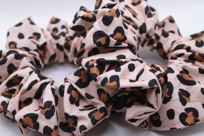 Rose Gold Leopard Scrunchie, Extra Large or Small Size. Cheetah prints scrunchie, XL scrunchie for teens, XXL Scrunchies AUSTRALIA image 2