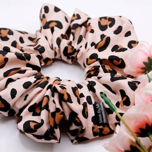 Rose Gold Leopard Scrunchie, Extra Large or Small Size. Cheetah prints scrunchie, XL scrunchie for teens, XXL Scrunchies AUSTRALIA image 1