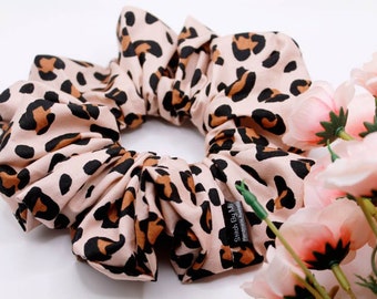 Rose Gold Leopard Scrunchie, Extra Large or Small Size. Cheetah prints scrunchie, XL scrunchie for teens, XXL Scrunchies AUSTRALIA