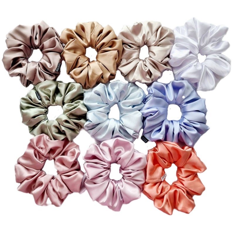 Deluxe Satin Scrunchie, XXL, Extra Large, Jumbo, Oversized 10 Kleuren, BREED Elastiek Cadeau voor haar, Bruidsmeisje, Krokant, Haaraccessoires afbeelding 2