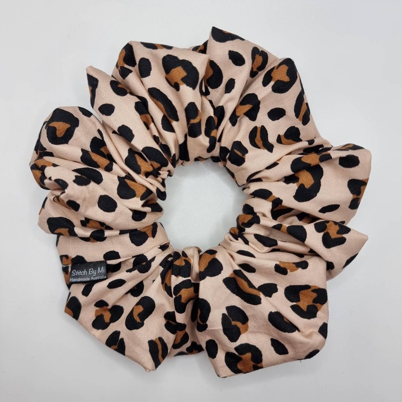 Rose Gold Leopard Scrunchie, Extra Large or Small Size. Cheetah prints scrunchie, XL scrunchie for teens, XXL Scrunchies AUSTRALIA image 5