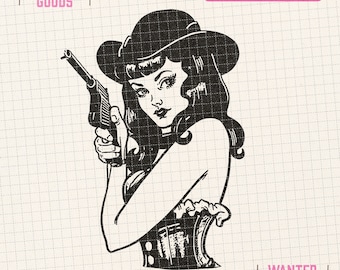 Retro Cowgirl Clipart: Rebel Cowgirl PNG SVG EPS (Digital Download)