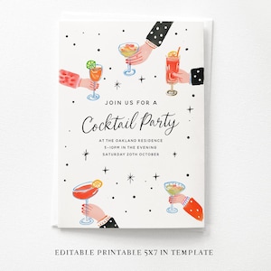 Editable Cocktail Party Template | Cocktail Party Invite | DIY Cocktail Party Printable Invite | Customizable Cocktail Party Invitation